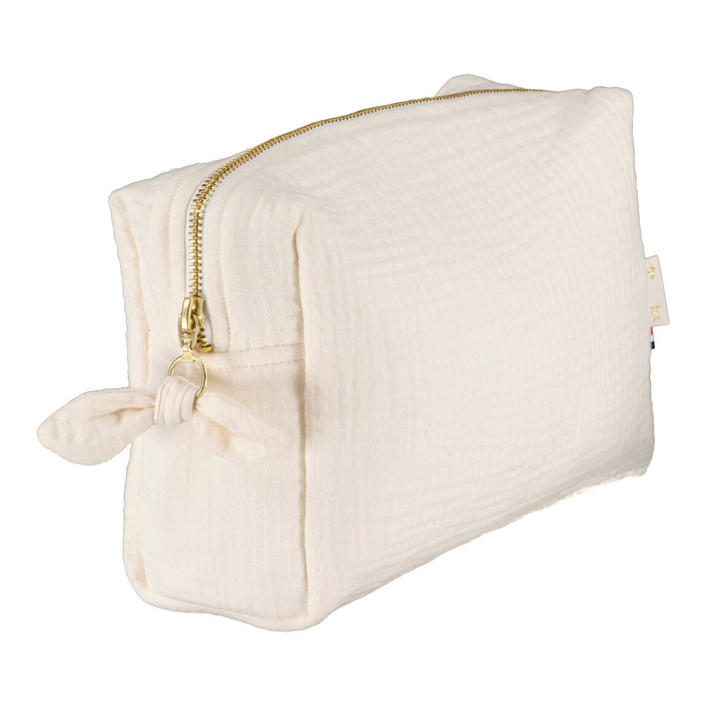 trousse de toilette en double gaze de coton ecru