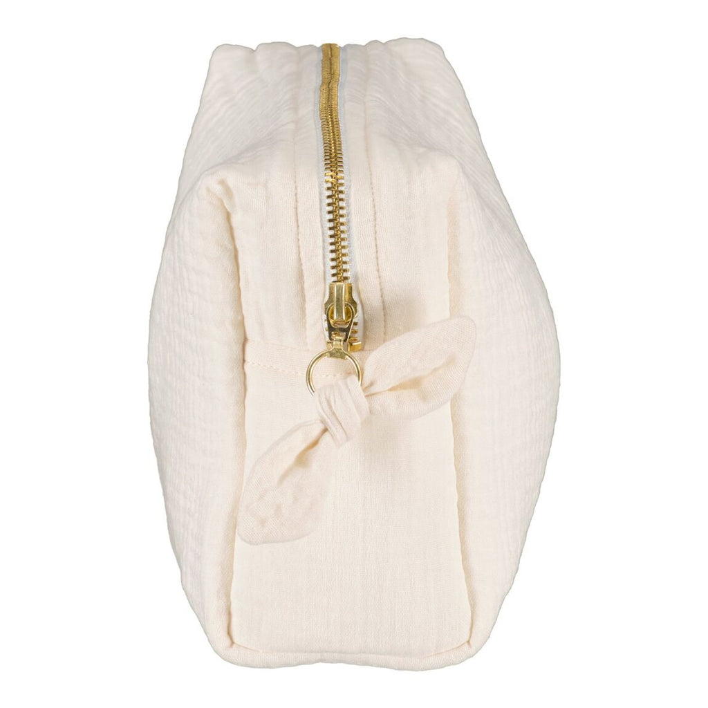 trousse de toilette en double gaze de coton ecru